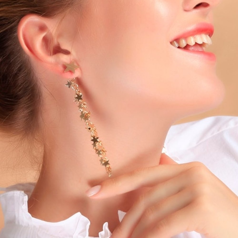 Star Drop & Dangle Gold Earrings